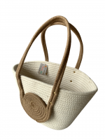 LTD2315 Handmade Cotton Rope Basket Tote  Eco-Friendly Woven Storage Bag with Handles
