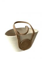 LTD2315 Handmade Cotton Rope Basket Tote  Eco-Friendly Woven Storage Bag with Handles